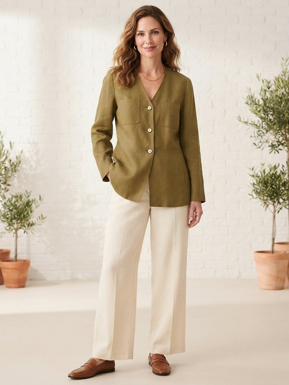 Vtg Liz Claiborne Collection Silk Linen Collarless Longline Jacket 14